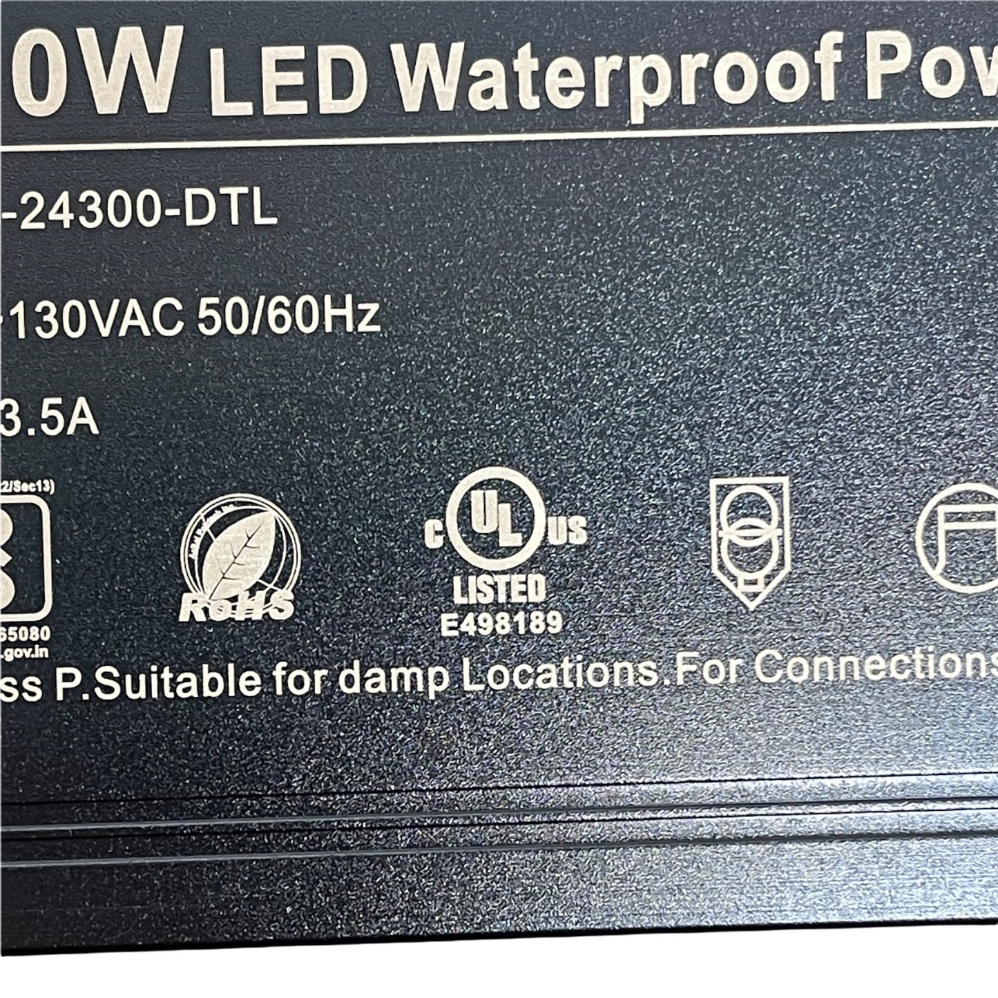 300W LiteWard DC-300W-UL24V LED Driver 12.5A Waterproof 24V AC 100-130V Constant Voltage UL Waterproof IP67 AC to DC for LED Strips and Modules