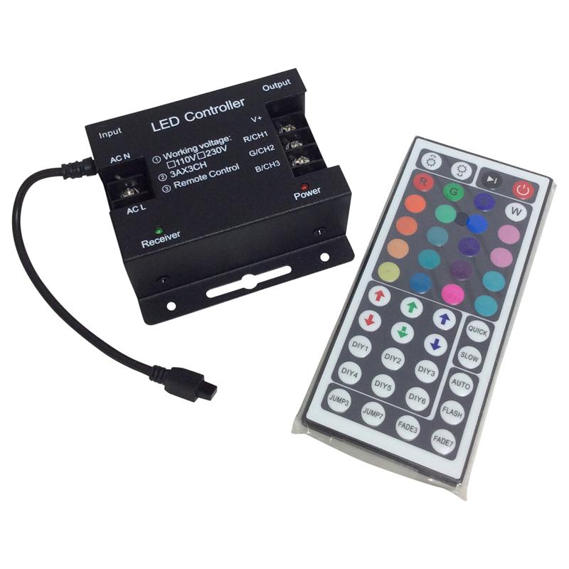 High Voltage RGB LED Strip Controller with IR Remote