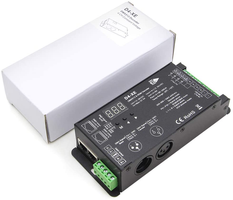 LED Waterproof DMX512 and RDM Decoder - 4 Channel - 5 Amp - 12-36V -  Digital Display
