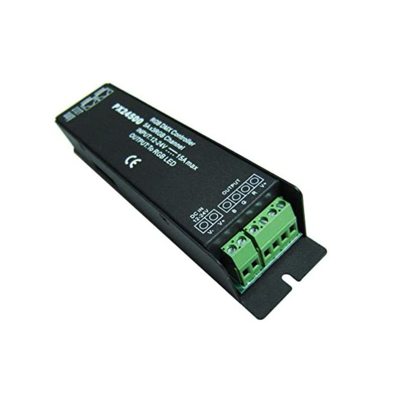 Controlador decodificador DMX 512 controlador DMX512 PX24500 RGB para tira de luces LED de 12V 24V