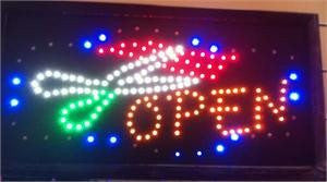 LED Signs - Animated Hair Cut Open Sign 19x10 Inches QC-991