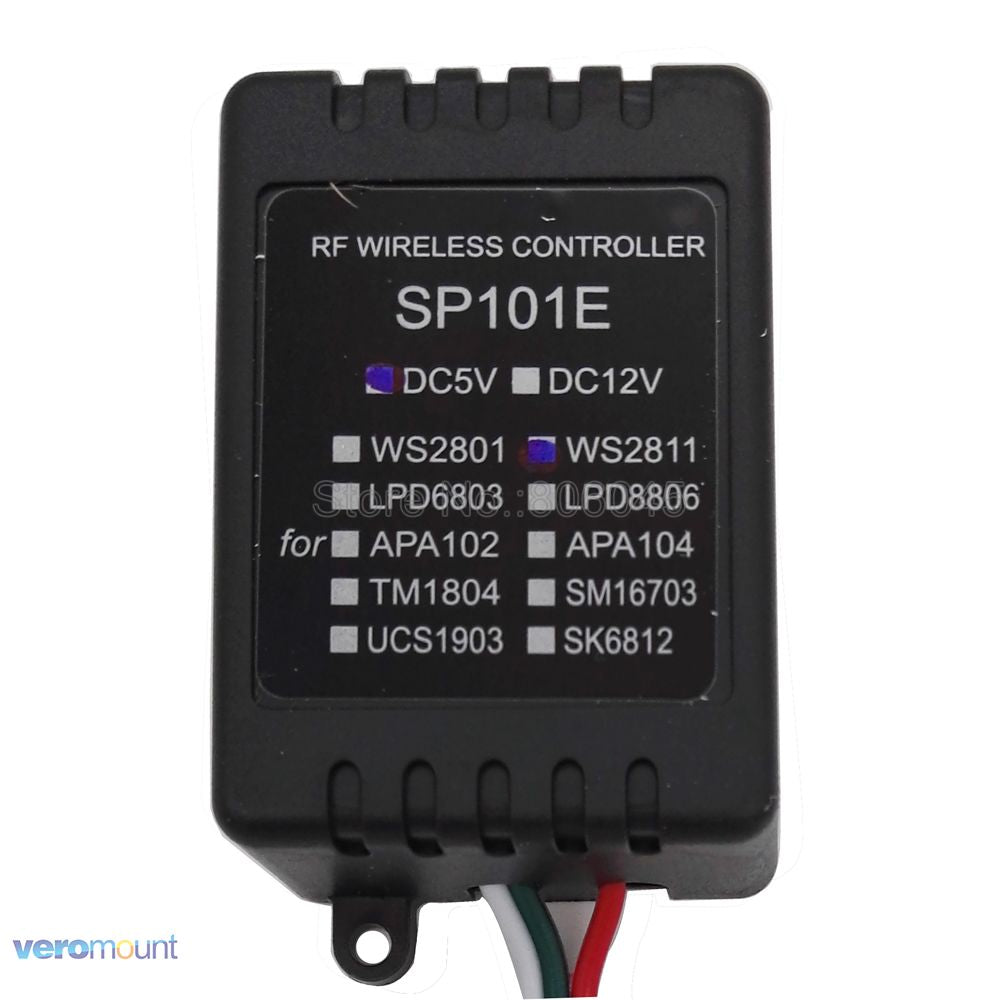 Mini controlador LED RGB SP101E con control remoto inalámbrico RF de 11 teclas, funciona con tira LED de píxeles DC5V WS2811