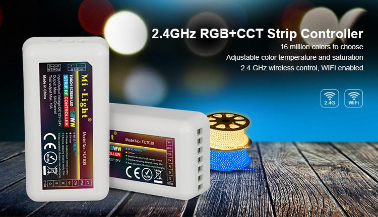 Mi Light FUT039 inalámbrico 2,4G 4 zonas RF inalámbrico RGB + CCT controlador regulador LED para tiras de luces Led flexibles 5050 RGB RGBW RGBCW
