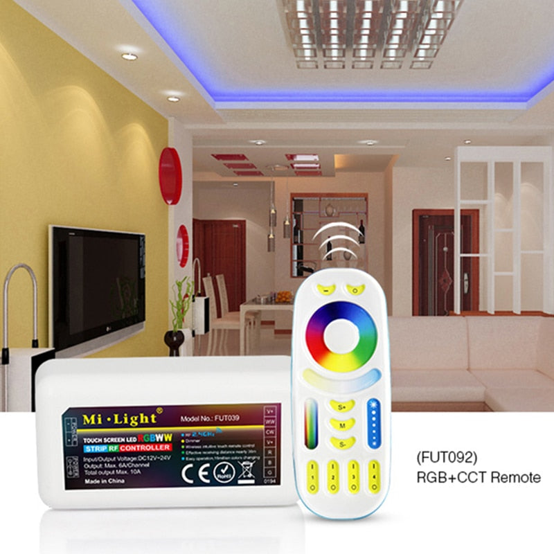Mi Light FUT039 inalámbrico 2,4G 4 zonas RF inalámbrico RGB + CCT controlador regulador LED para tiras de luces Led flexibles 5050 RGB RGBW RGBCW
