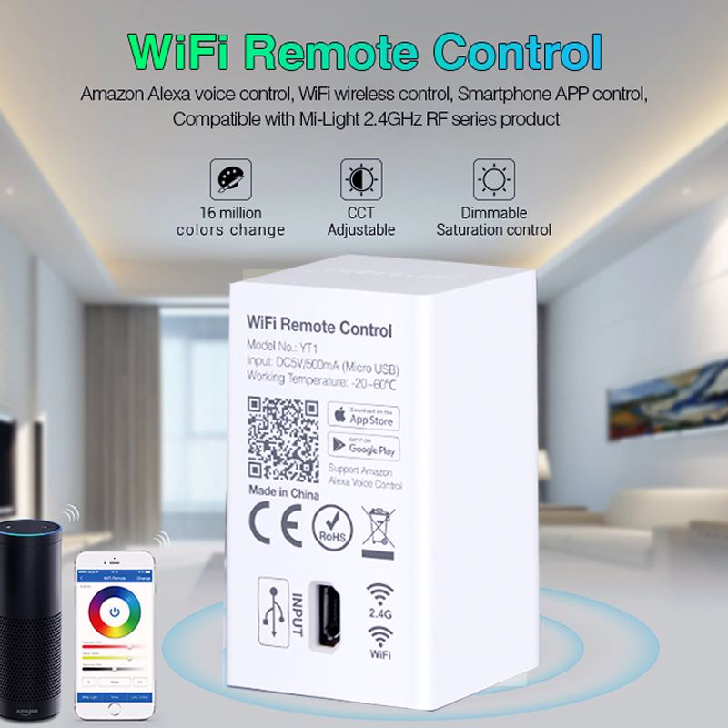 Milight YT1 USB WiFi Smart Voice APP Remote Controller Wireless RF for RGB CCT RGBW LED Strip Light Bulb DC5V 2.4G