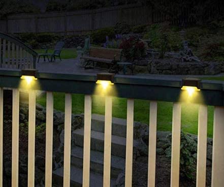 Solar Fence Lights Outdoor 4 Pack Solar Step Lights Waterproof Dusk Til Dawn Led Solar Lights for Outdoor Stairs, Step, Fence, Yard, Patio, and Pathway(White)